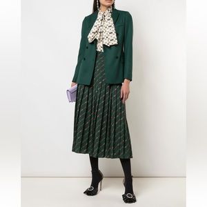 gucci pleated diagonal horsebit print midi skirt, Italian size 42 (US 4 & 6)